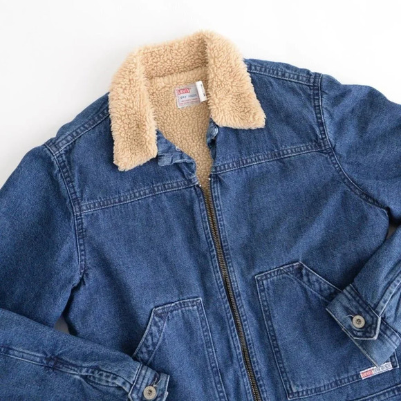 Vintage Levi's Dry Goods Trucker Winter Denim Jacket with Sherpa Lining Medium - Picture 10 of 14